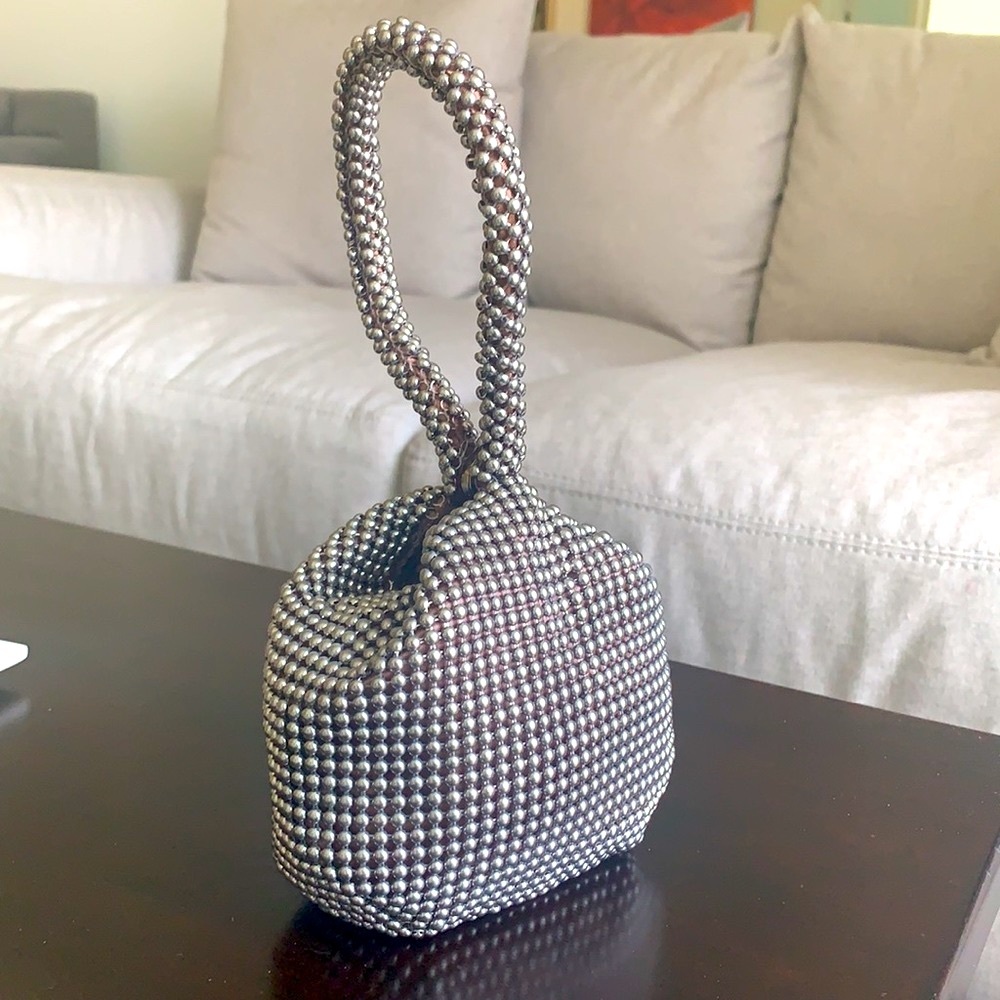Beaded wristlet | satin-lined | wear with silver or gold